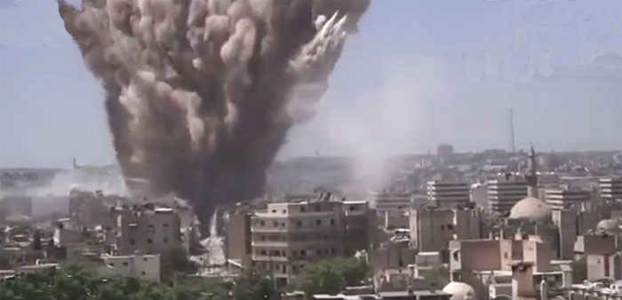 The scene after one of the Russian airstrikes in Syria