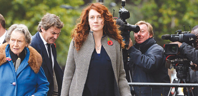 Former chief executive of News International, Rebekah Brooks, arrives at the Old Bailey in central London yesterday.