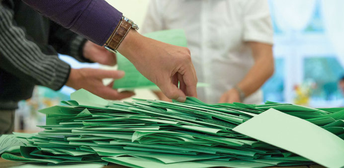 Election officials count votes in Erfurt