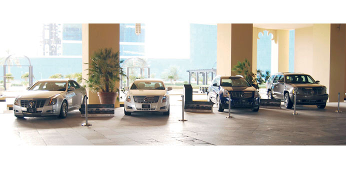 Cadillac models displayed at Grand Hyatt Doha as part of the sponsorship.
