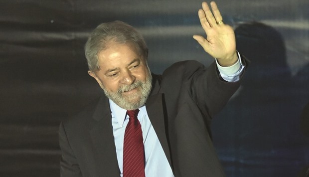 Former Brazilian president Luiz Inacio Lula da Silva attends a rally against President Dima Rousseffu2019s impeachment in Sao Paulo on Friday.