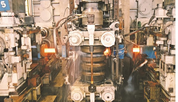 Rebar rolling at Qatar Steelu2019s ultra-modern rolling mill - RM II in Mesaieed. The mill, which applies international steel standards to fulfil customeru2019s requirements, has achieved its design capacity in the first three years of operations and excelled with the milestone production of more than 1mn tonnes in 2015.