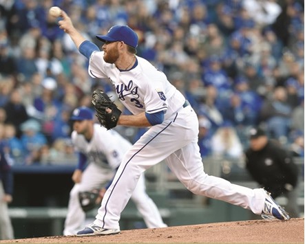 Kansas City Royals starting pitcher Ian Kennedy throws in the first inning against the Minnesota Twins in Kansas City. (Kansas City Star/TNS)