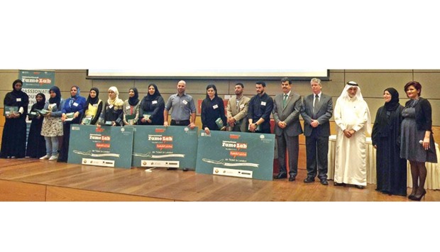 Participants of the first FameLab competition held in Qatar.