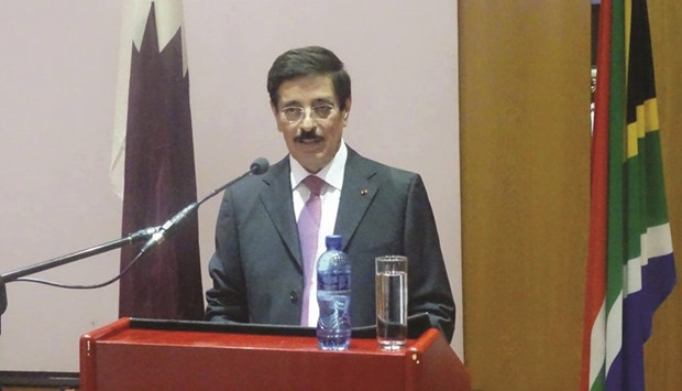 HE Dr Hamad bin Abdulaziz al-Kuwari, delivering a speech at Mandela Hall in Johannesburg.