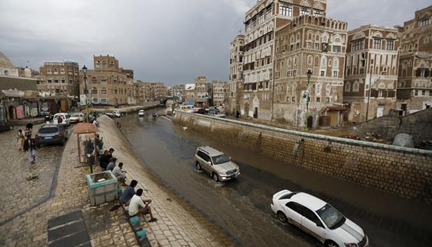 The old quarter of Sanaa is pictured during a rainy day on Wednesday.