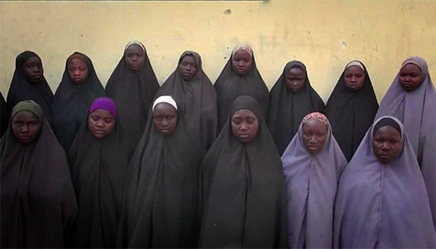 The video grab that shows 15 of the more than 200 schoolgirls abducted by Boko Haram