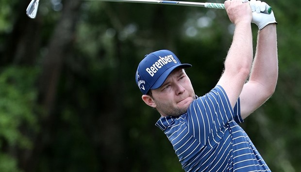 Branden Grace of South Africa tees off during the first round of the RBC Heritage at Harbour Town Golf Links in Hilton Head Island, South Carolina. (AFP)