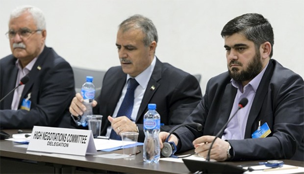 Members of the Syrian opposition delegation of the High Negotiations Committee (HNC)