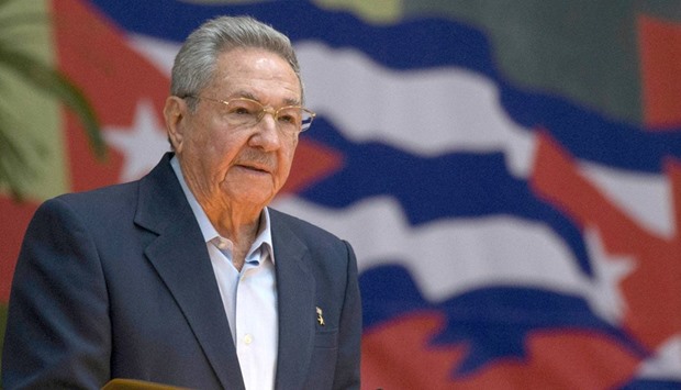 President Raul Castro gives a speech during the opening of the VII Congress of Cuban Communist Party in Havana yesterday.