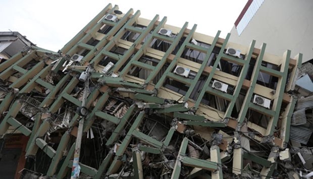 A fallen building is seen in Portoviejo after a 7.8-magnitude quake rocked Ecuador.