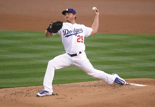 Los Angeles Dodgers starting pitcher Scott Kazmir throws in the first inning against San Francisco Giants at Dodger Stadium. PICTURE: USA TODAY Sports