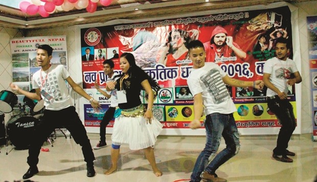 Anjana Tamang and her group performing at the Nawa Prativa Cultural Family programme.