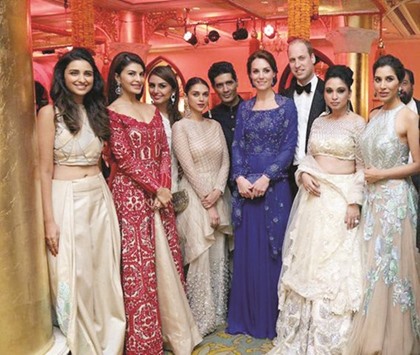 ROYAL GALA: Prince William and Kate Middleton at the Mumbaiu2019s Taj Mahal hotel dinner with Bollywood actors and guests. 