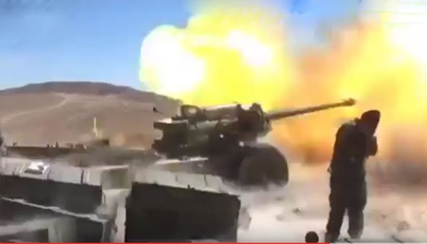 Fighting goes on in Latakia province. An image grab from a video posted in social media.