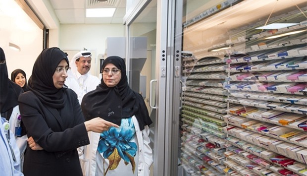 HE Dr. Hanan Mohamed al-Kuwari at the pharmacy after inaugurating the facility