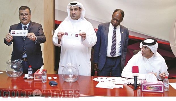Qatar Volleyball Association officials pick Policeu2019s name during the Emir Cup draw. PICTURE: Jayaram