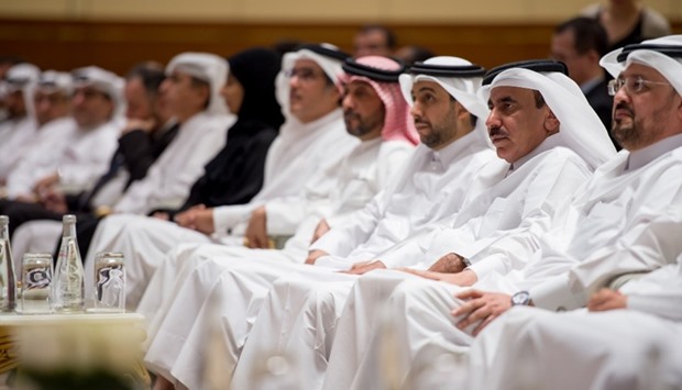 HE Jassim Seif Ahmed al-Sulaiti and other dignitaries at the event.