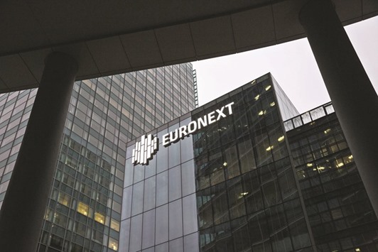 The Euronext logo is seen on the companyu2019s offices in La Defense business district in Paris. Euronext is evaluating how to create roadblocks to a merger between its London and Frankfurt-based competitors because of concern the deal would marginalise its own role in European trading, according to people familiar with the matter.