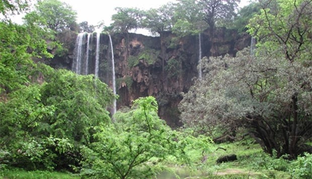 A picturesque waterfall in Salalah