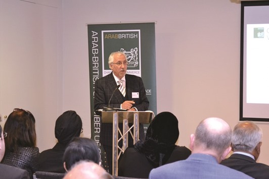 El-Idrissi is addressing the participants at the u2018Opportunities in Qataru2019 event organised by the Arab British Chamber of Commerce in London. The meeting attracted a strong turnout from a wide range of UK companies interested in either expanding in or establishing business ties with Qatar.
