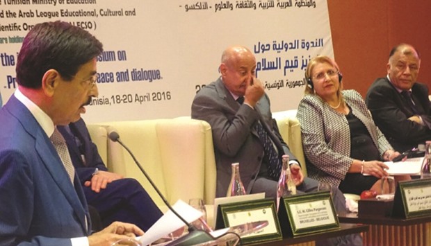 Dr Hamad bin Abdulaziz al-Kuwari speaking at the symposium in Tunis.
