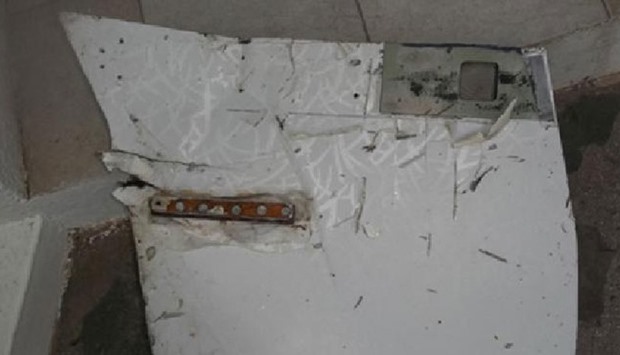 The piece of wreckage found on Rodrigues Island. It is believed to have come from the business class cabin of MH370.