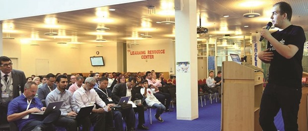 Regional educators listen  to guest speakers at the Google Apps For Education event.