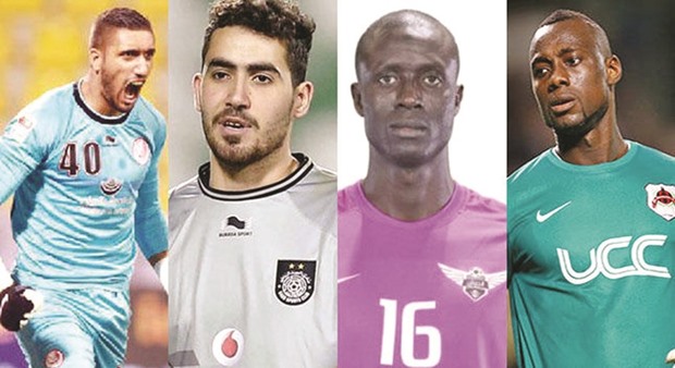 (L-R) Lekhwiyau2019s Claude Amine, Saddu2019s Muhannad Naim, El Jaishu2019s Khalifa Abu Bakr and Al Rayyanu2019s Omar Bary.