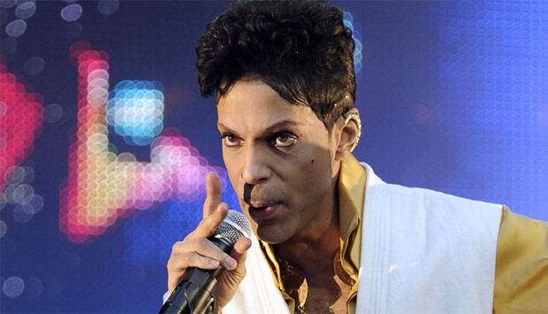 US singer and musician Prince performing on stage