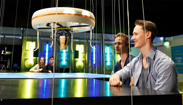 Eindhoven University of Technology shows a flying drone bringing drinks to customers