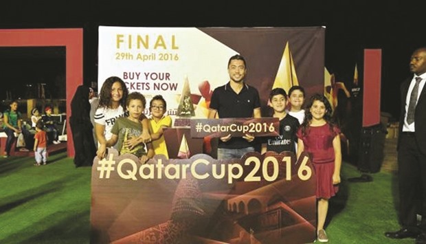 Al Rayyan star Rodrigo Tabata at the launch of the Qatar Cup fanzone