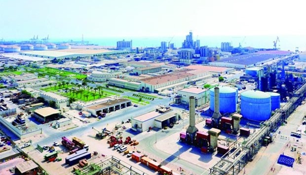 An aerial view of the Qapco facilities in Mesaieed.