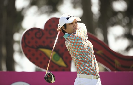 Haru Nomura of Japan tees off on the second hole during round three of the Swinging Skirts LPGA Classic at Lake Merced Golf Club in San Francisco, California. (Getty Images/AFP)