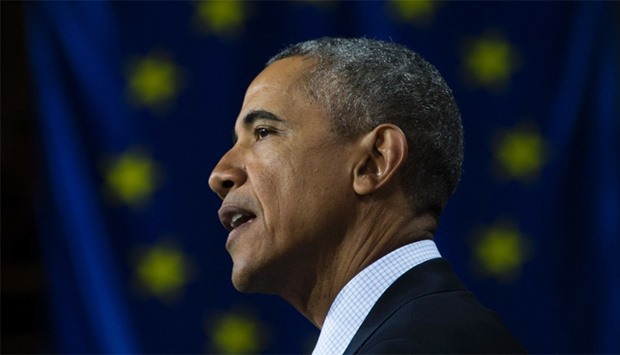 US President Barack Obama delivers remarks after touring Hannover