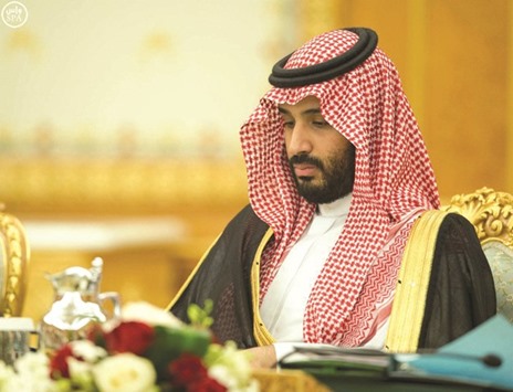 Saudi Deputy Crown Prince Mohammed bin Salman attends a cabinet meeting that agreed to implement a broad reform plan known as u201cVision 2030u201d in Riyadh yesterday.