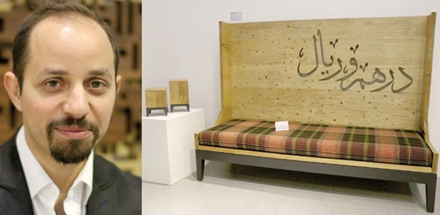 Artist Bachir Mohamad says he wants to explore cultural diversity through art. Right: VESTIGES FROM THE PAST:  Artist Bachir Mohamad says his line of furniture Bluline is both applicable in daily life and has artistic value as collectible. Photos by Umer Nangiana
