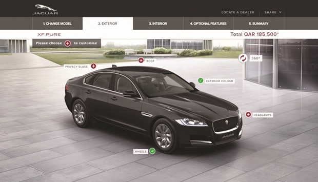 Screenshots of the online vehicle configurator for Jaguar.