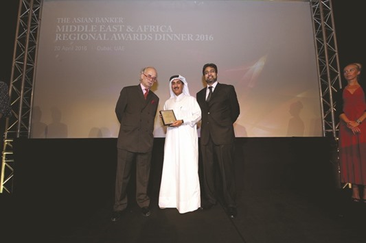 Al-Naama receiving the award on behalf of Doha Bank.