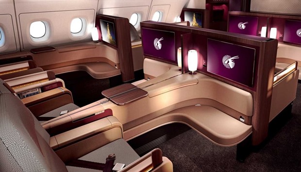 Qatar Airwaysu2019 first class cabin on board the A380.