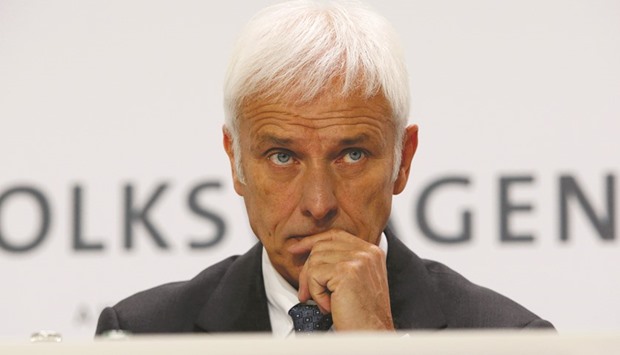 Volkswagen CEO Matthias Mueller attends the annual news conference in Wolfsburg, on Thursday. Analysts have previously speculated Volkswagen might sell its trucks business to raise funds, but Mueller told reporters that wasnu2019t under consideration for now.