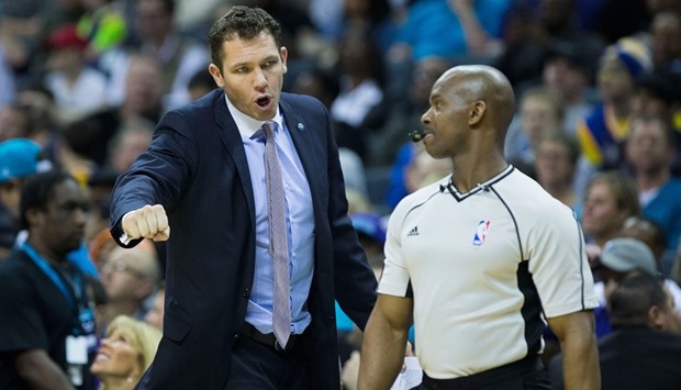 File picture of then Golden State Warriors interim head coach Luke Walton during the game against the Charlotte Hornets.