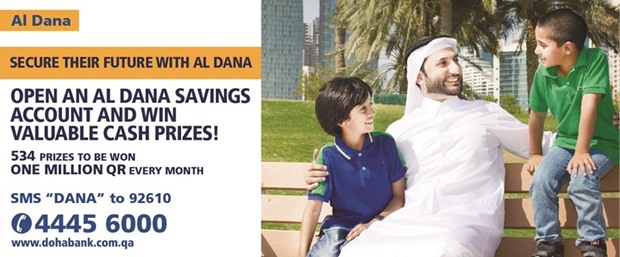 Ad material for Doha Bank Al Dana Savings Scheme.