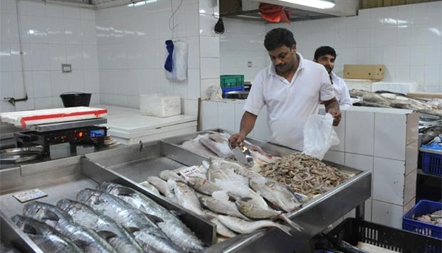 Customer numbers at fish stalls at Doha Central Market has dropped due to high prices: PICTURE: Najeer Feroke.