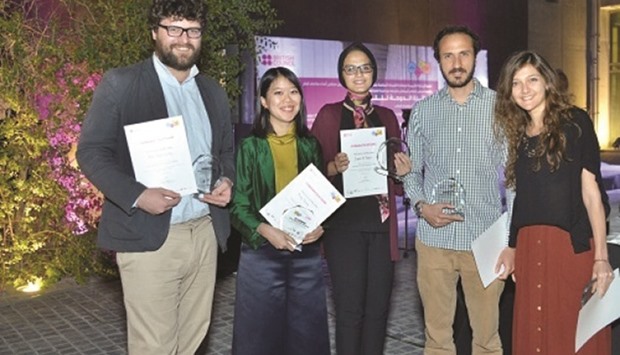 The five-member team after winning the Unlimited Doha Design Prize.