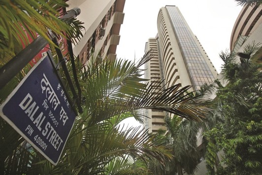 The Bombay Stock Exchange building is seen in Mumbai. The benchmark S&P BSE Sensex closed up 130 points to 25,399.65 yesterday.