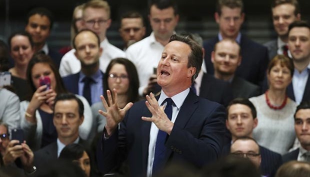 Britain's Prime Minister David Cameron holds a Q&A session on the forthcoming European Union referendum with staff of PricewaterhouseCoopers in Birmingham on Tuesday.
