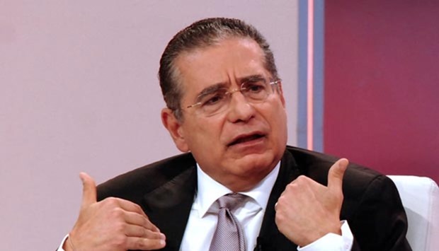 Ramon Fonseca, one of the founders of Panama's Mossack Fonseca law firm, gestures during a TV interview with Telemetro, in Panama City.