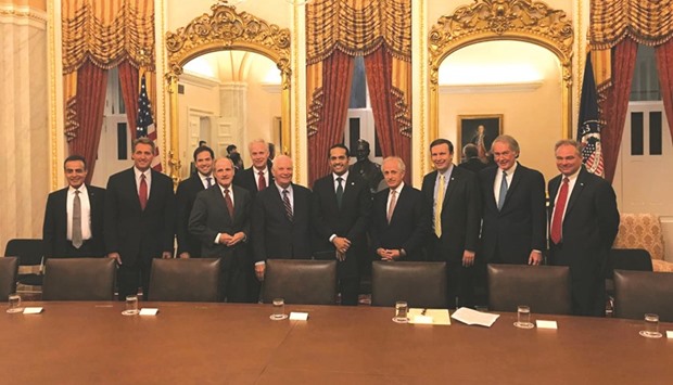 HE the Minister of Foreign Affairs Sheikh Mohamed bin Abdulrahman al-Thani with US Senate Foreign Relations Committee members.