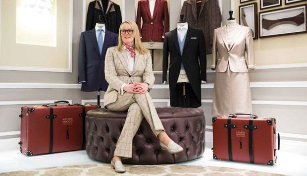 Master Tailor Kathryn Sargent poses for a photograph during a photo call to promote the launch of her shop on Savile Row in central London yesterday.
